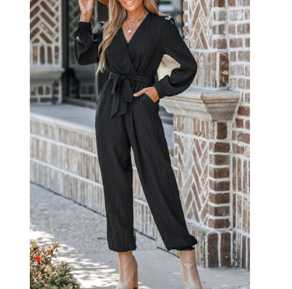 New CUPSHE Women's Charcoal Belted Jogger Jumpsuit Size XS Adorable FALLCORE